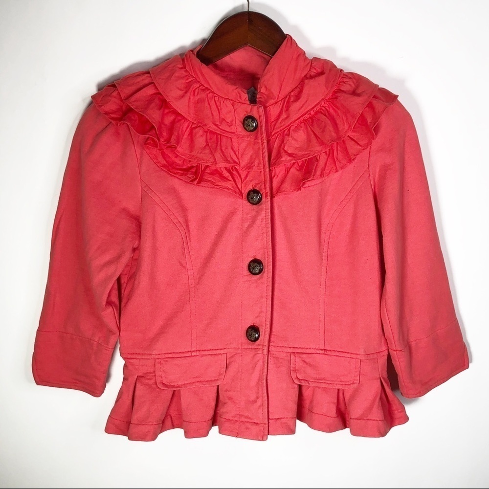 Nordstrom Nick & Mo Coral Ruffle Jacket Small